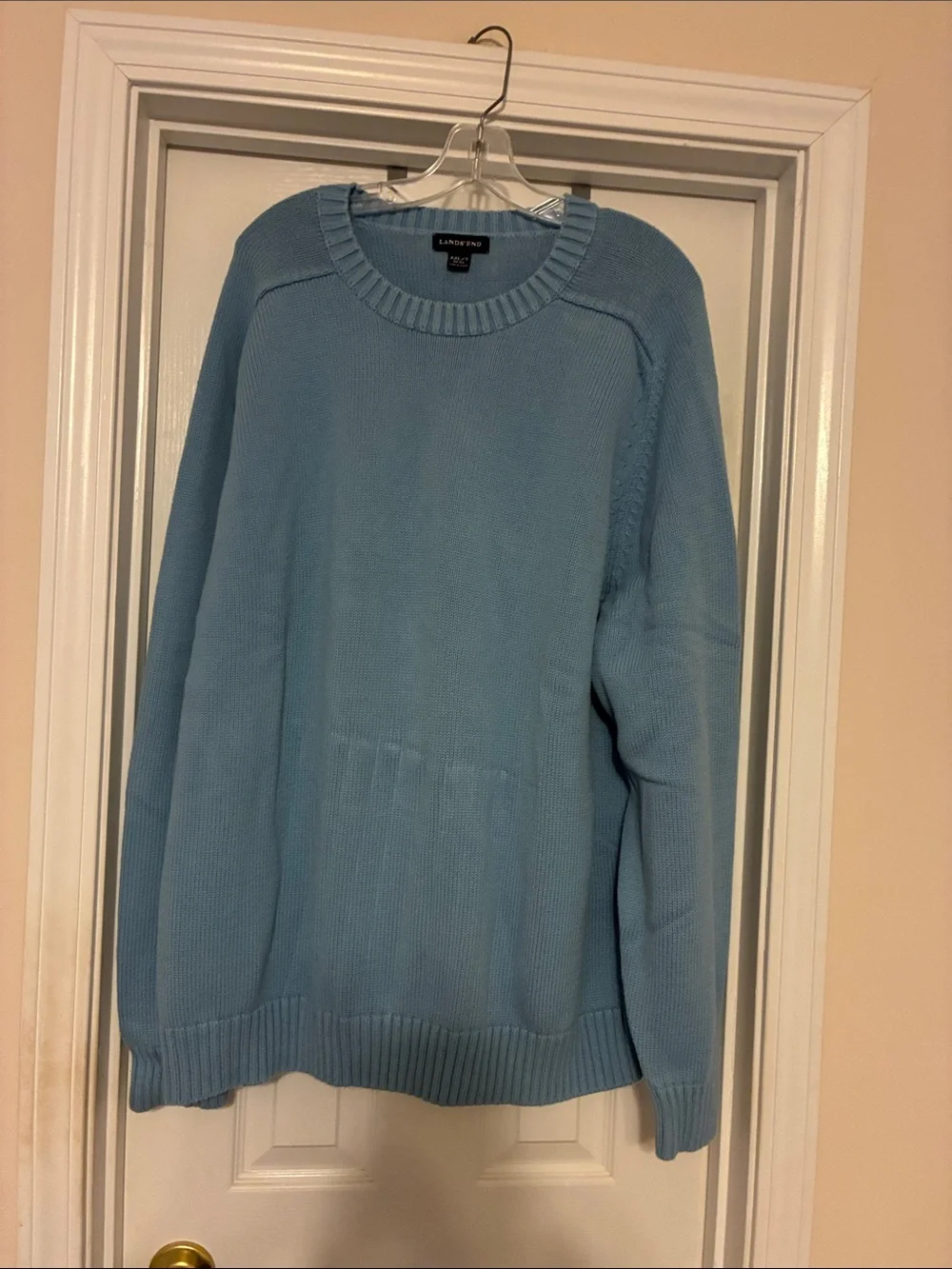 Lands' End Men's 2XLT Light Blue Crewneck Sweater